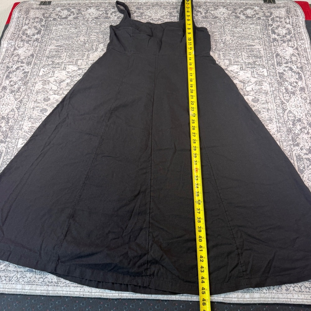Old Navy Womens Dress Size L Large Black Linen Blend Midi Smocked Tank Sun Dress - Picture 2 of 10